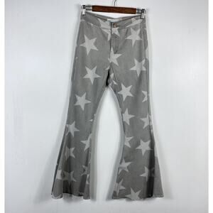 Toast Size Small Stars Print Flare Leg Jeans Gray
